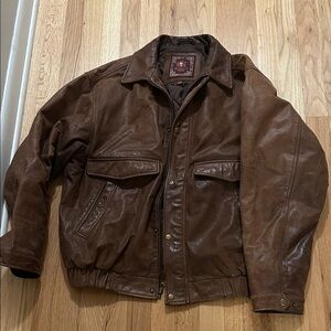 The territory ahead brown bomber leather jacket